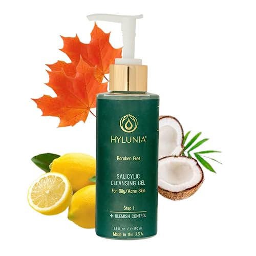 Hylunia Salicylic Facial Cleansing Gel - 5.1 fl oz - Hyaluronic Acid Serum - Acne Prevention for oily Skin
