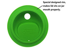 Load image into Gallery viewer, THINKCHANCES Reusable Food Grade and BPA Free Silicone Round Sip Coffee Juice Drinking Straw Lid Set with Stainless Steel Rings for Mason, Ball, Canning Jars, Pack of 4 Sets (Wide Mouth,Round Hole)

