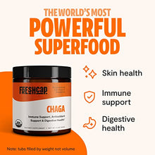 Load image into Gallery viewer, FreshCap Chaga Organic Mushrooms Extract Powder - Antioxidant, Digestive Health, Immune Support Supplement - Vegan, Pure Fruiting Body Extract - Add to Coffee/Tea/Smoothies - 2.1 Ounces
