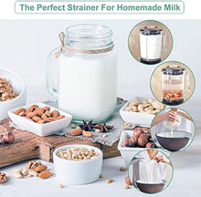 Load image into Gallery viewer, Bellamei Nut Milk Bag Reusable Food Strainer Nut Bags for Straining Almond/Soy Milk Greek Yogurt Professional for Cold Brew Coffee Tea Beer Celery Juice Fine Nylon Mesh(3 pack-8&quot;x12&quot;/10&quot;x12&quot;/13&quot;x13&quot;)
