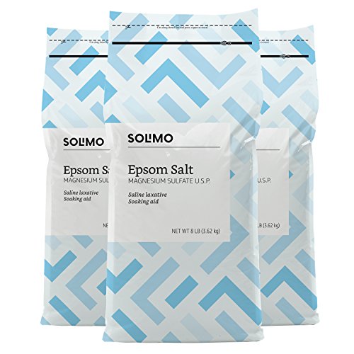 Amazon Brand - Solimo Epsom Salt Soak, Magnesium Sulfate USP, Unscented, 8 Pound, Pack of 3